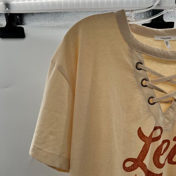 Maurices Women's Lace Up Neck Lets Go Girls T-Shirt Size Small - Picture 2 of 8